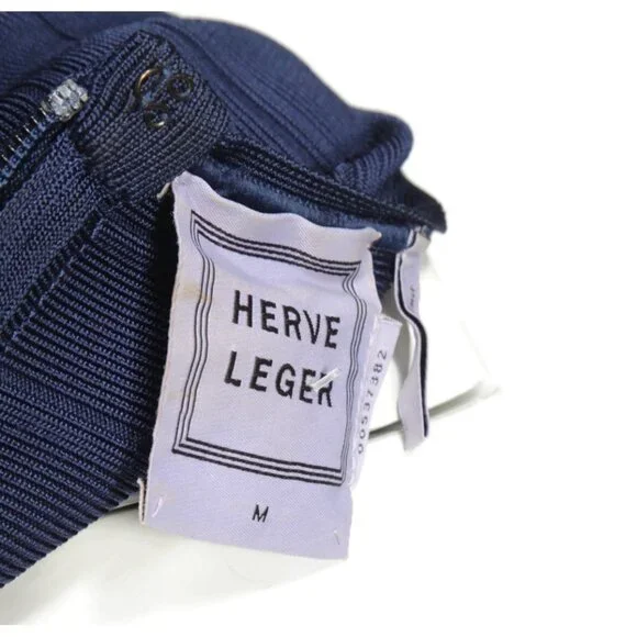 HERVE LEGER JOANA Navy Blue Bandage 3/4 Sleeve Dress sz Medium /791 - Picture 7 of 7